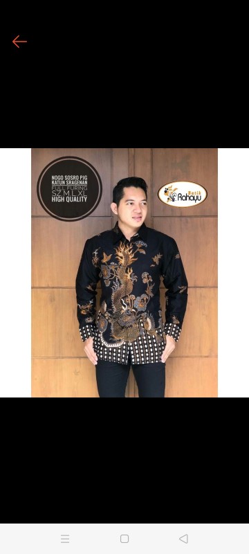Batik Pria Sekar Kamboja Lapis Furing Katun Halus Sragenan Size M-xxl Asli Solo High Quality