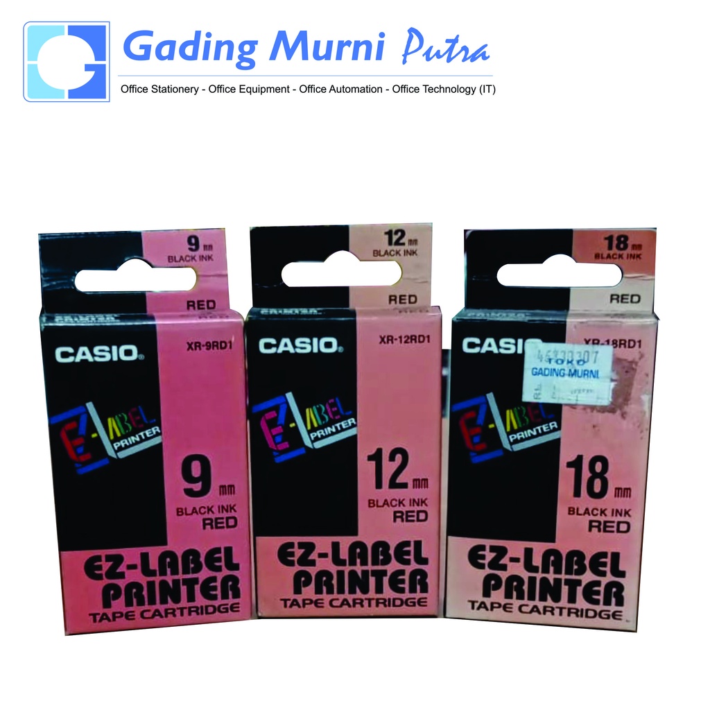 

Pita Label Tape Printer Casio XRRD1 Hitam Merah