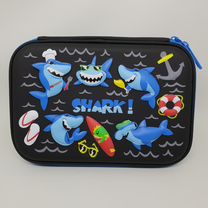 

Kotak pensil dan alat tulis Smiggle EVA Hardcase Shark 3D Waterproof - BabyShark BIRU