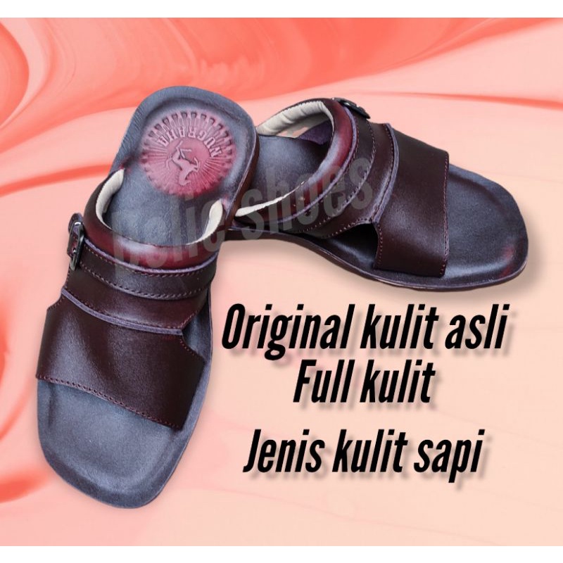 Sandal kulit asli pria original model slop terbaru