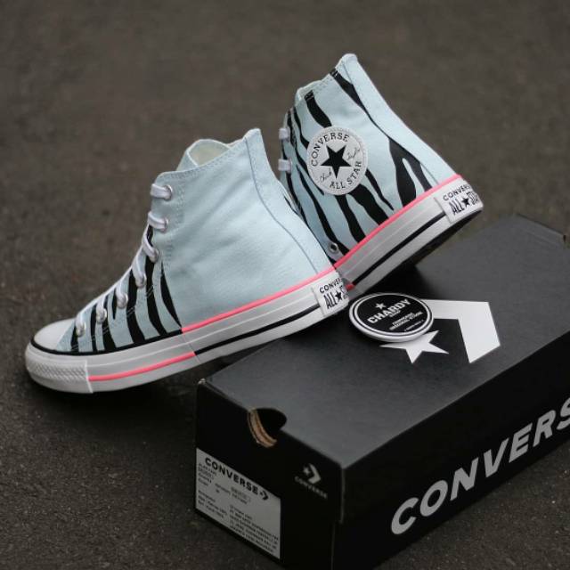 Sepatu Sneakers Wanita CONVERSE CT AS High Icon Print Agate Blue Original 167662C