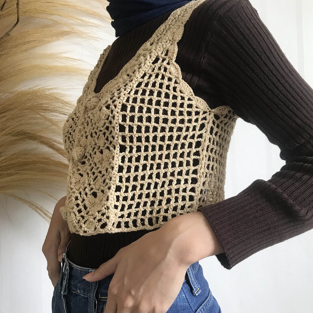 HOPYLOVY Rompi Outer Rajut Model Tanktop Wanita Korea Vest Malta