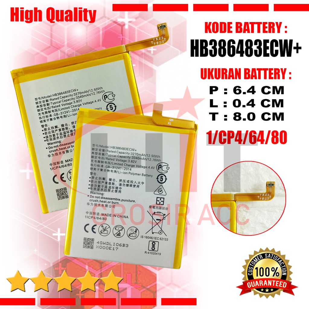 Baterai Baterry HB386483ECW+ Hauwei Honor 6X / G9 Plus