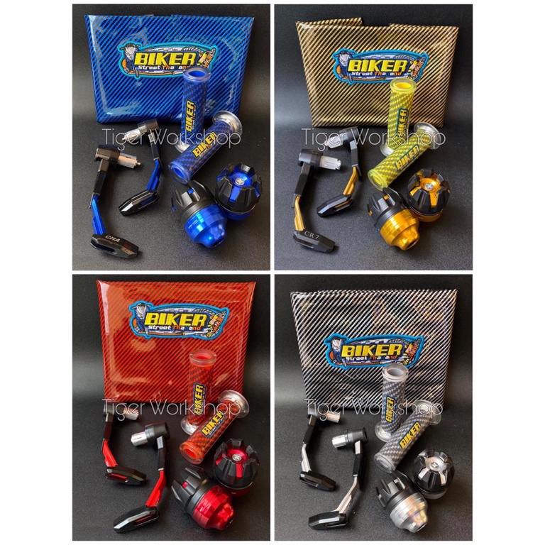 Paketan kulit jok karbon + proguard robot + jalu as roda + handgrip bikers karbon universal