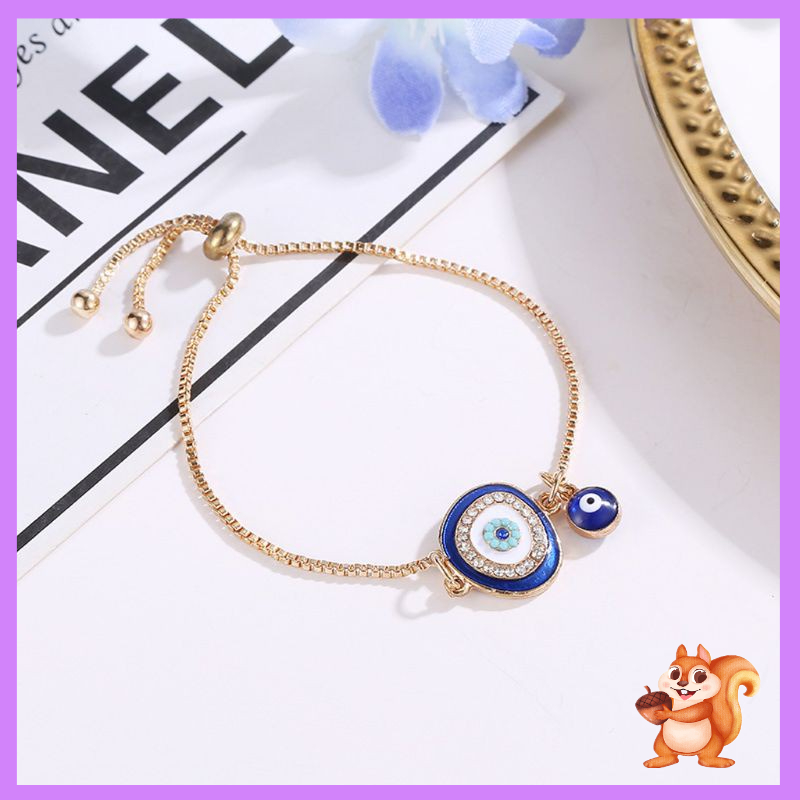 Glitter Turkish Lucky Blue Crystal Evil Eye Bracelets Handmade Gold Chains Lucky Jewelry