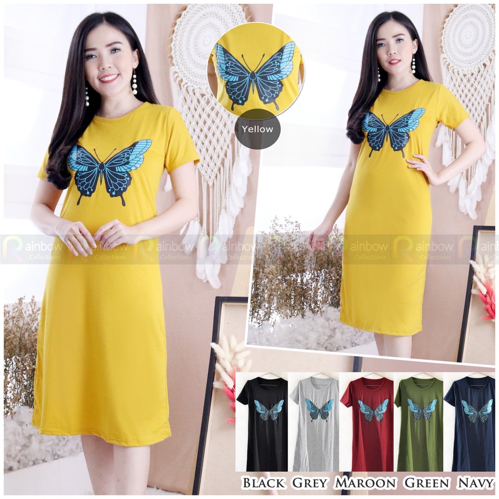 DRESS / LONG DRESS MAVY MAXI POLOS SPANDEX SOFT SABLON BUTTERFLY