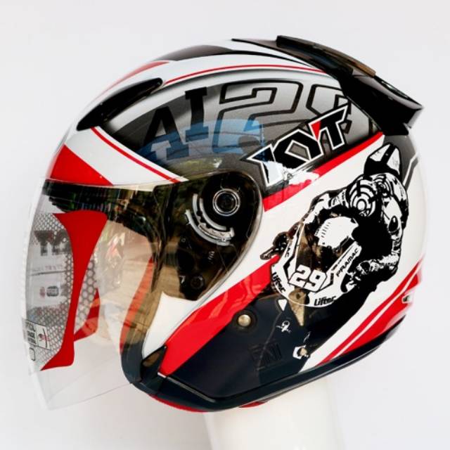 HELM KYT DJ MARU MOTIF GP SE WARLD WHITE RED ORIGINAL MOTIF PALING LARIS