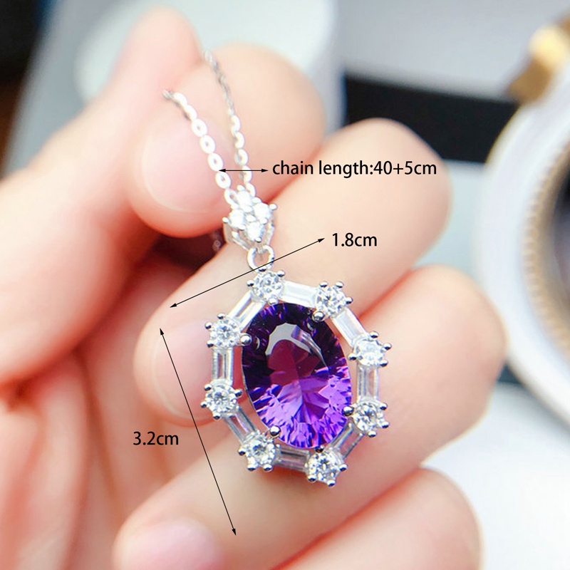 Kalung Dengan Liontin Bentuk Geometri Oval Bahan Cubic Zirconia Untuk Wanita