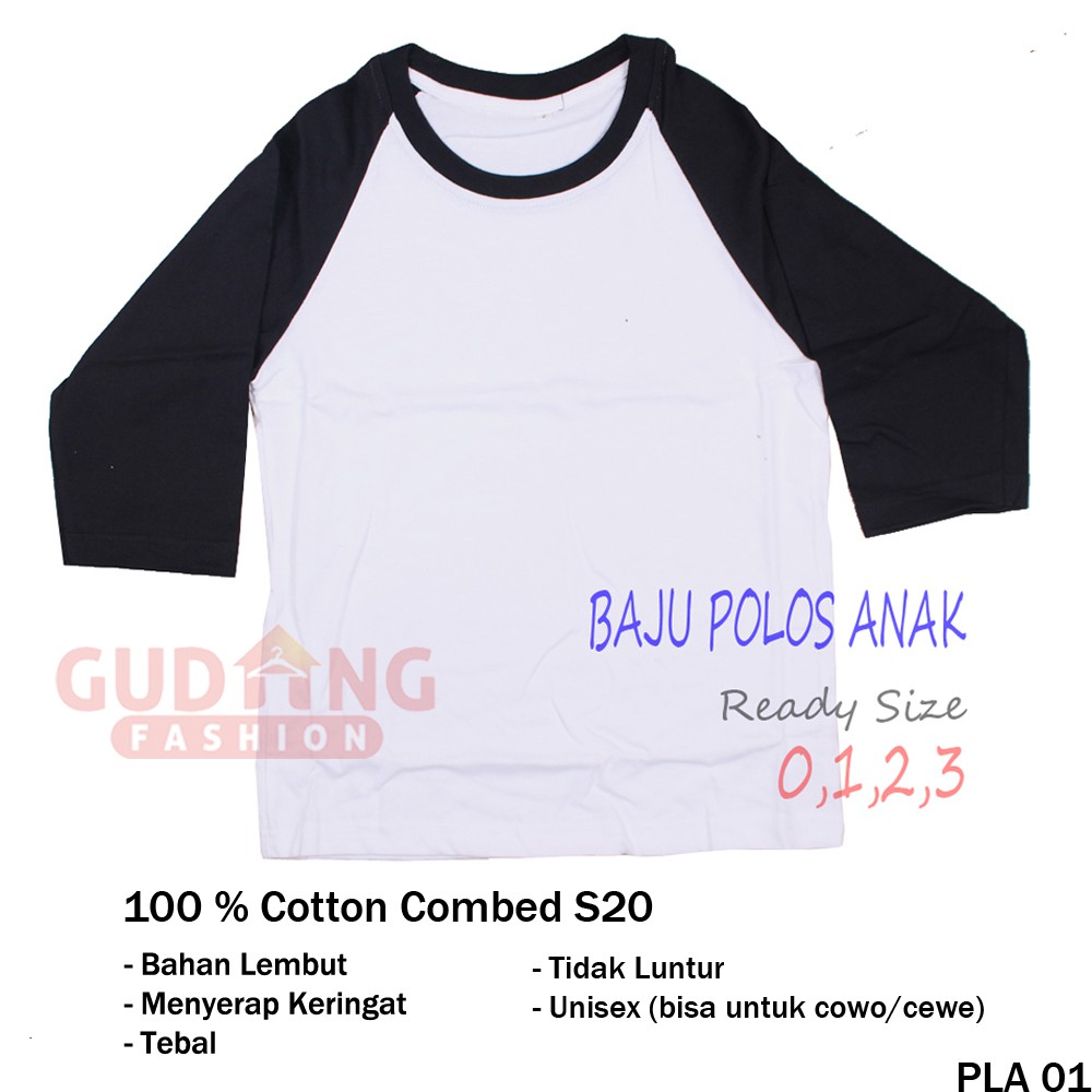 Kaos Polos Raglan Anak - PLA 01