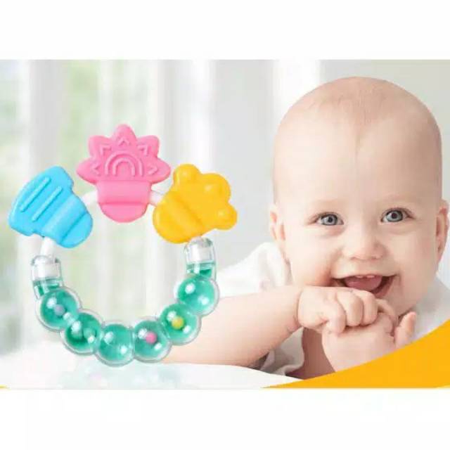 M002 MAINAN KERINCING GENGGAM BAHAN SILICON / GIGITAN BAYI ANAK