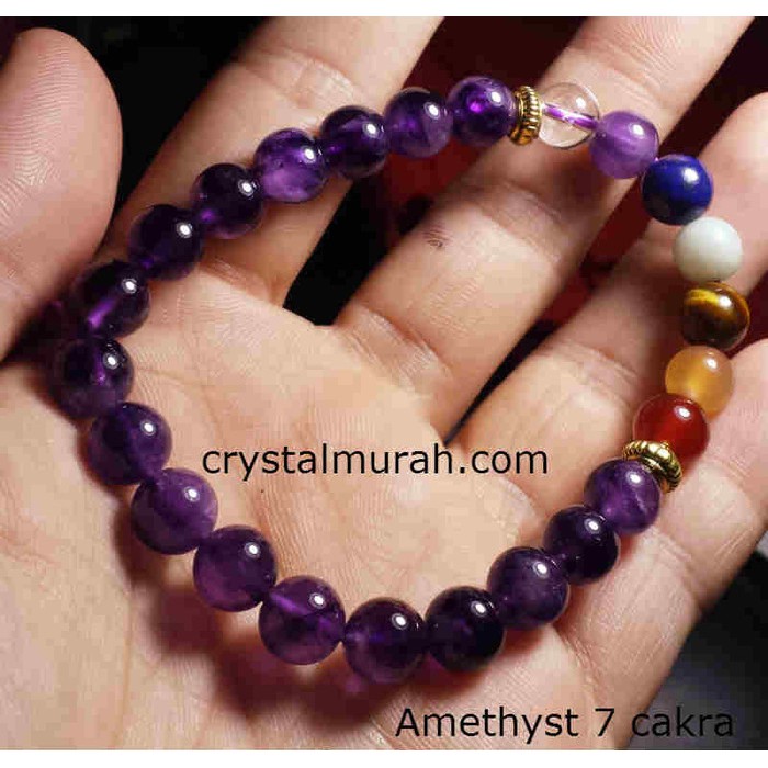 Gelang batu alam natural amethyst 7 cakra