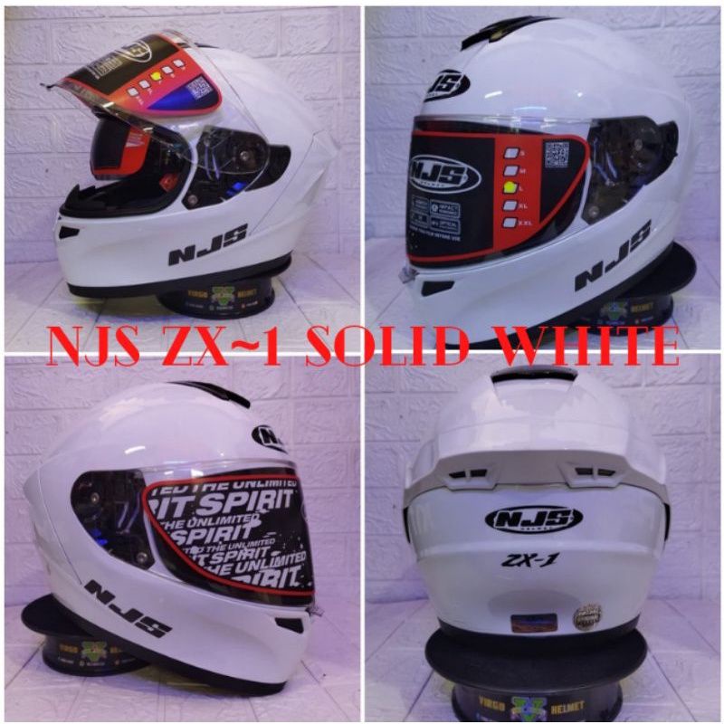 NJS  HELM ZX-1 SOLID WHITE (ONGKIR TERMURAH 2KG)