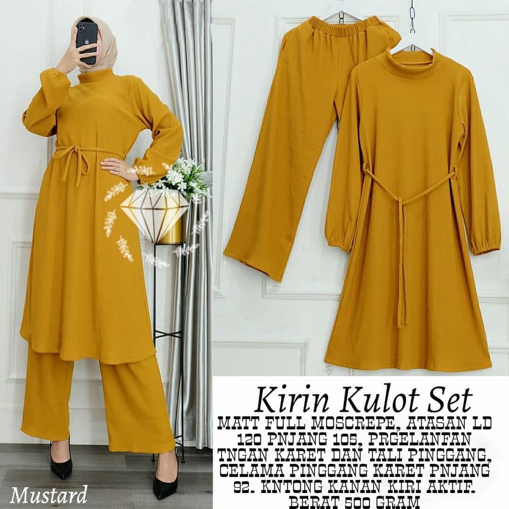 HBR - SET KULOT KIRIN /PAKAIAN WANITA / SET WANITA / STELAN KULOT / SETELAN TERLARIS / STELAN WANITA / PAKAIAN WANITA 3IN1 / BAJU DAN KULOT / CELANA KULOT / CELANA KULOT HIJAB MUSLIMAH