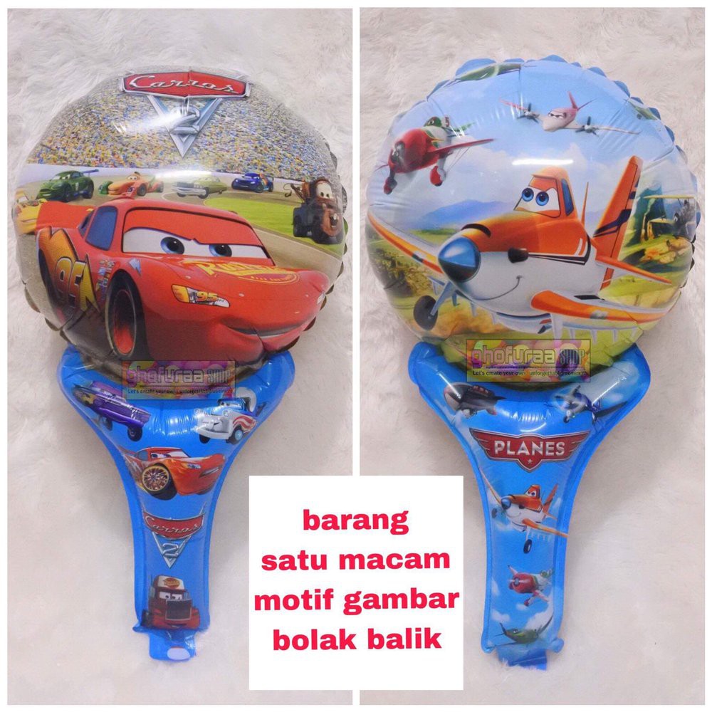 Balon Foil Pentung Karakter Cars Dan Planes Balon Stick Tongkat Gagang Gambar Kartun Mobil Shopee Indonesia