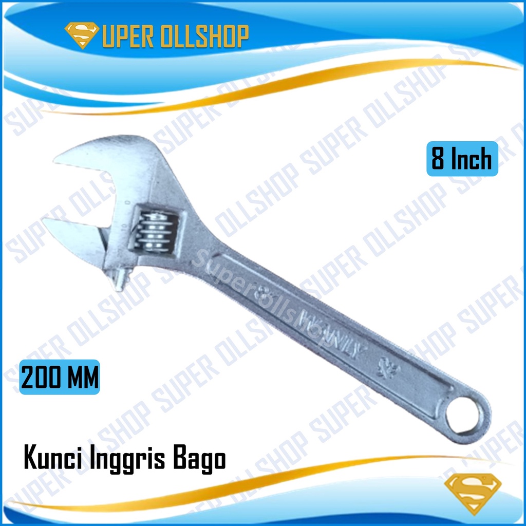 Kunci Inggris Bago Ingris Baco Bako Adjustable Wrench 8 Inch 200 Mm