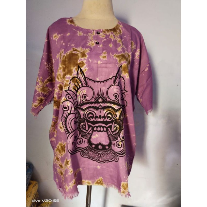 BAJU BARONG YANTRN DEWASA/BAJU ATASAN PRIA WANITA KHAS BALI-Ungu bercak