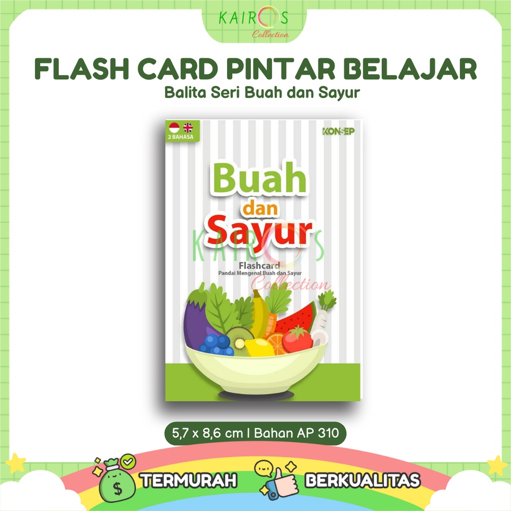 Flashcard Kartu Pintar Belajar Balita Seri Buah dan Sayur