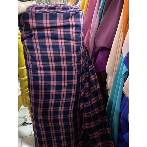 Katun Kotak Kain Flanel Bahan Kemeja Blus Rok