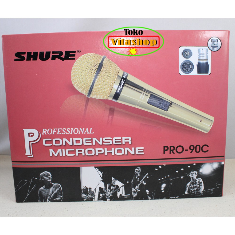 Mic Shure Pro-90C Mikrophone Cable Mikropon Kabel Mik Condenser Gold