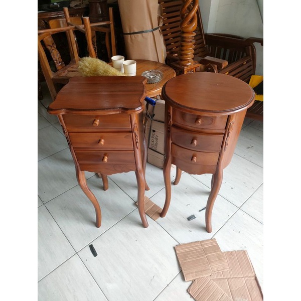Nakas beside /meja nakas 3 laci kayu jati/meja sudut