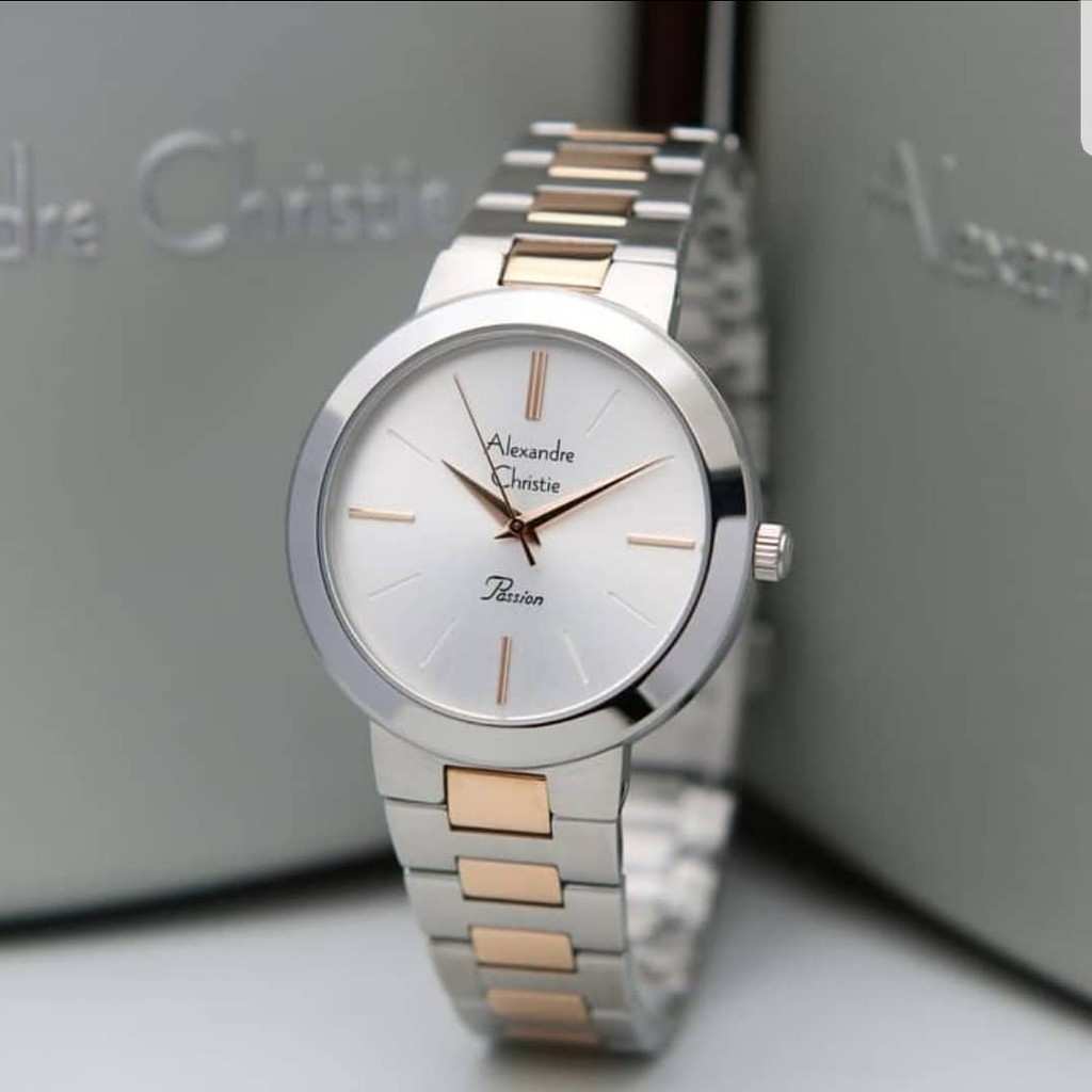 JAM TANGAN WANITA ALEXANDER CHRISTIE ORIGINAL SILVER COMBI AC2838