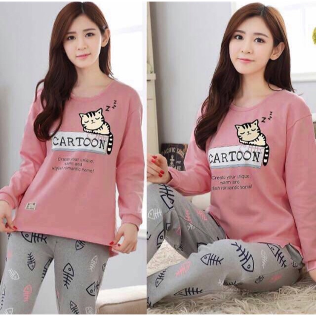Baju tidur panjang CARTOON CAT