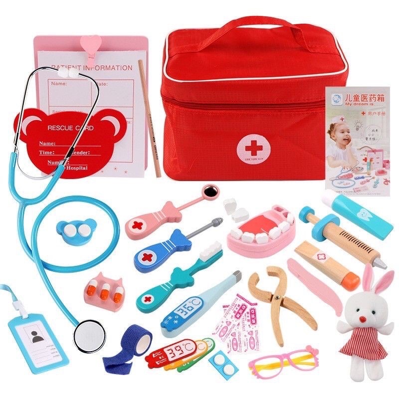 Wodden Toys Medical Doctor Set Mainan Dokter Dokteran Mainan Kayu Mainan Edukasi Anak Kado Anak