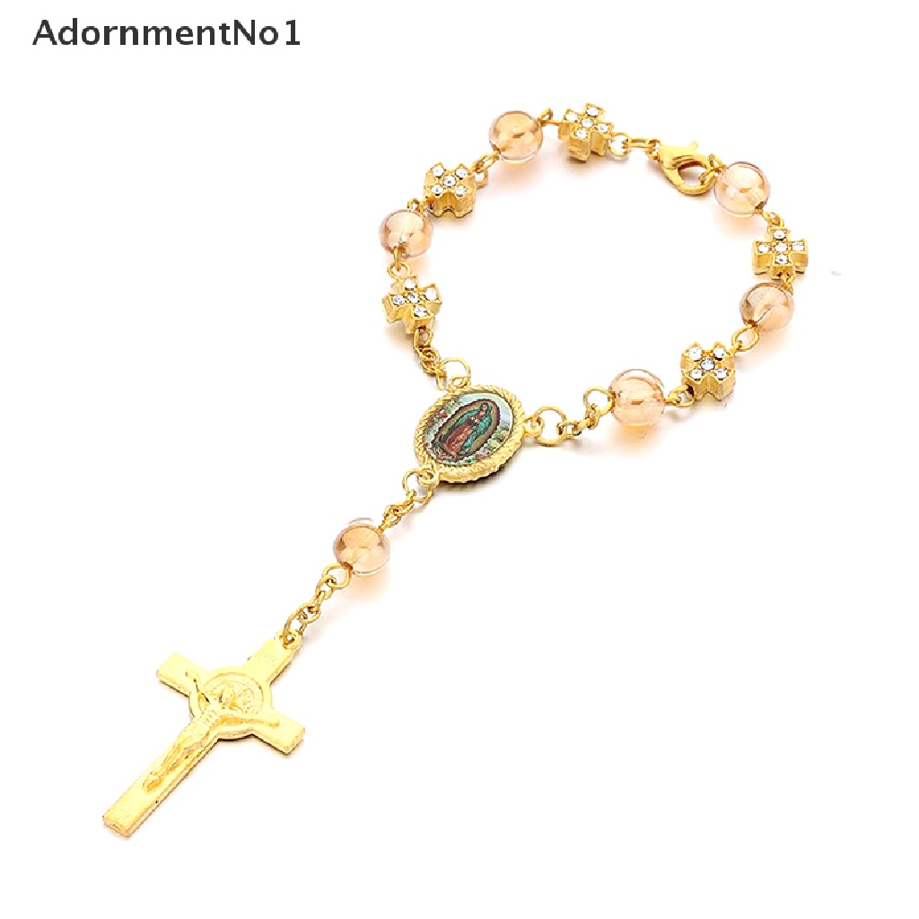 (AdornmentNo1) Gelang Tangan Manik-Manik Motif Yesus Warna Emas Untuk Wanita / Hadiah