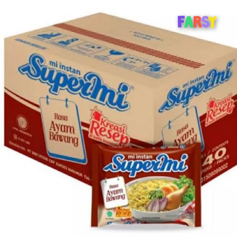 

NOODLES/MIE INSTANT SUPERMI KUAH RASA AYAM BAWANG KEMASAN DUS ISI 40 PCS