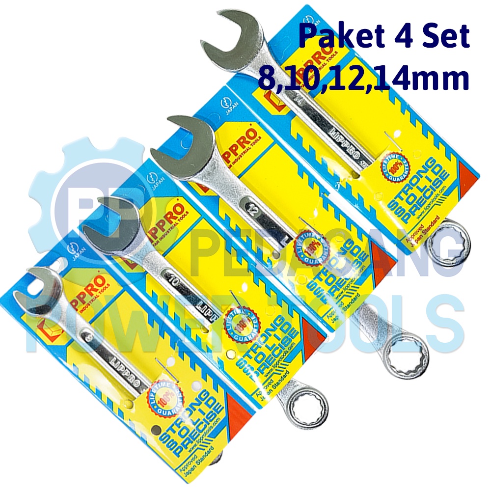 PAKET 4 SET LIPPRO KUNCI RING PAS 8 10 12 14 MM RINGPAS 8MM - 14MM