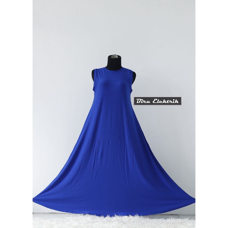 Baju Gamis Jersey Kutung Yukensi Dress Tanpa Lengan Kutung Busui Polos ASYITA DRESS Warna BIRU ELEKT