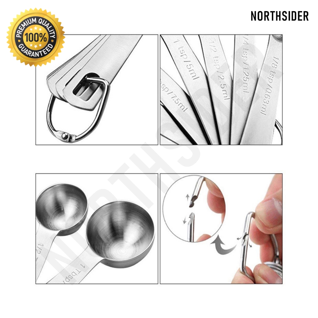 SENDOK TAKAR SET 6 IN 1 | MEASURING SPOON STAINLESS STEEL SILVER