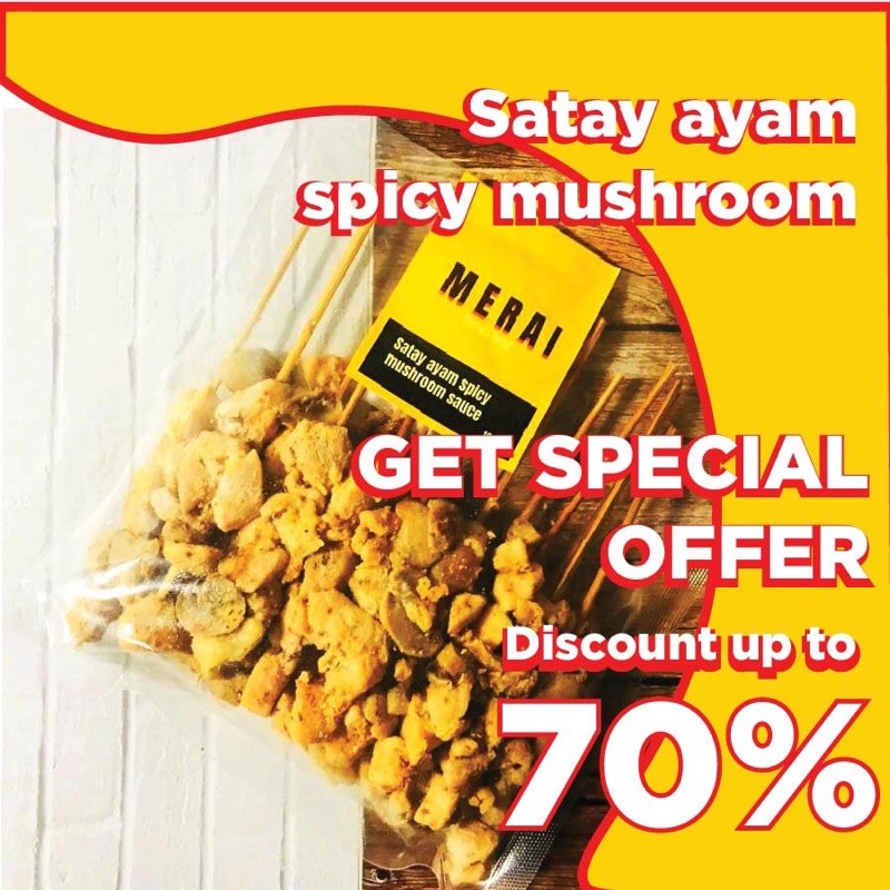 

chicken satay mushroom spicy sauce | sate ayam | frozen food | makanan beku | dada ayam | sate