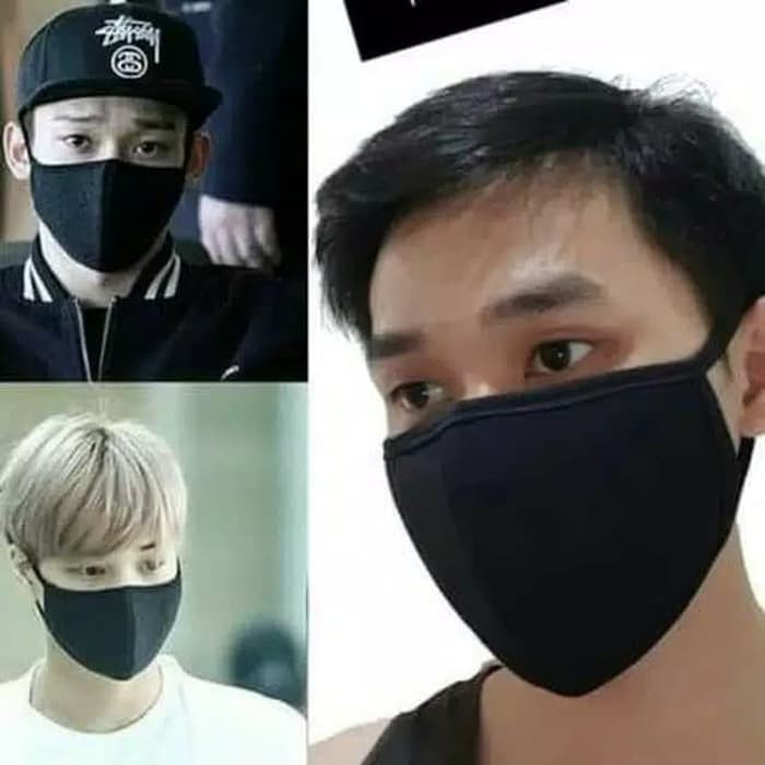 Masker Hitam Kain Ala KPOP Korea Idol Kpop Fashion Masker mulut mskr