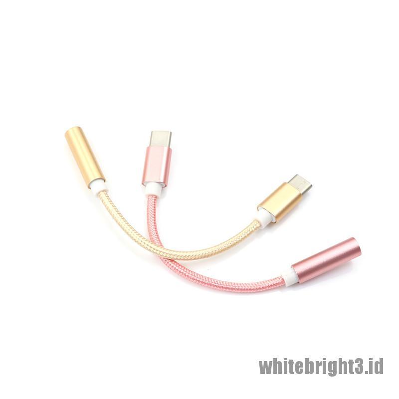&lt; White3 &gt; Adapter USB Tipe-C Ke Jack Audio AUX 3.5mm Untuk Headphone