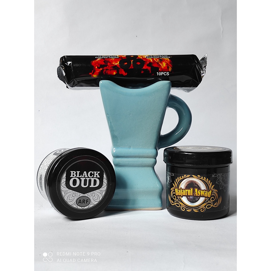 PAKET BAKHOOR BLACK OUD HAJAR ASWAD dengan MABKHARA plus ARENG MAGIC