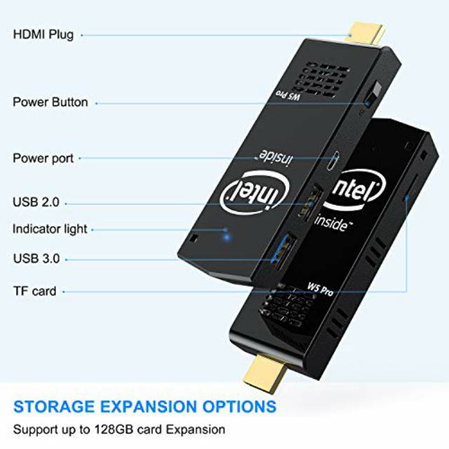 Mini PC Stick W5 Pro HDMI 8GB RAM 128GB ROM Windows 10 Pro HDMI WIFI USB 3.0