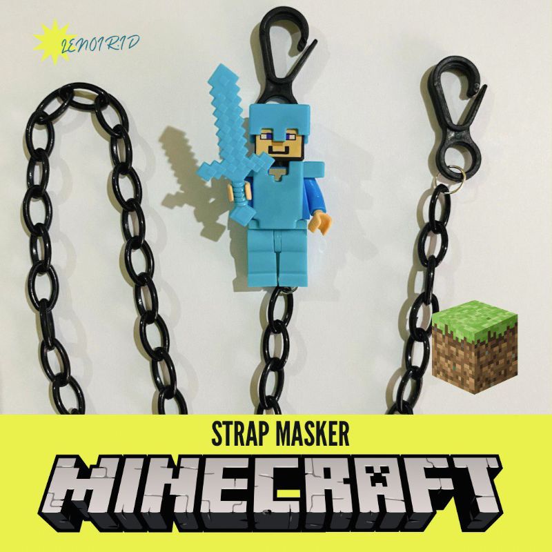 Strap tali gantungan masker LEGO MINECRAFT anak pria wanita hijab DIY