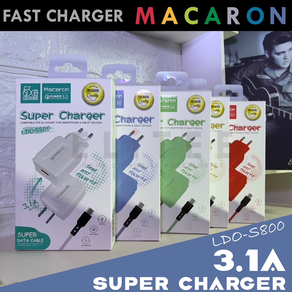 Charger Fast Charging Micro Usb Macaron For Android LDO-S800 3.1A - Casan Macaron