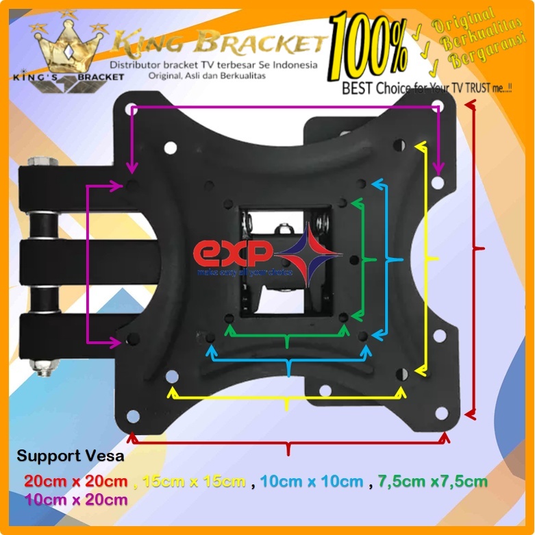 Bracket TV XIAOMI 14 s/d 43 inch 6 ARAH FULL BESI SUPER KOKOH GARANSI 100% ORI