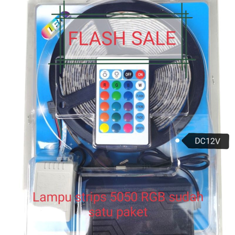  LAMPU  LED  STRIP  RGB type 5050 ip44 waterproff 5M Shopee 