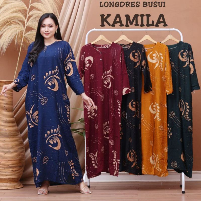 Daster panjang muslim gamis wanita cabut warna Kamila blaster grosir baju murah baju tidur wanita kekinian batik modern kancing depan busui bumil