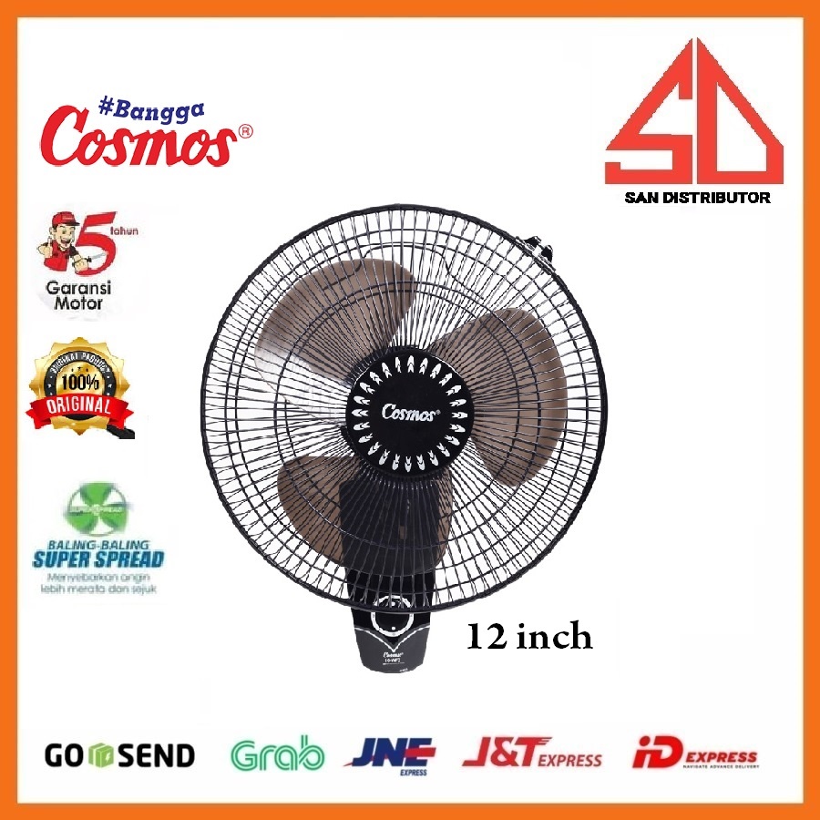 KIPAS ANGIN DINDING COSMOS Wall Fan 12 inch - 12-DWF Black ORI SNI