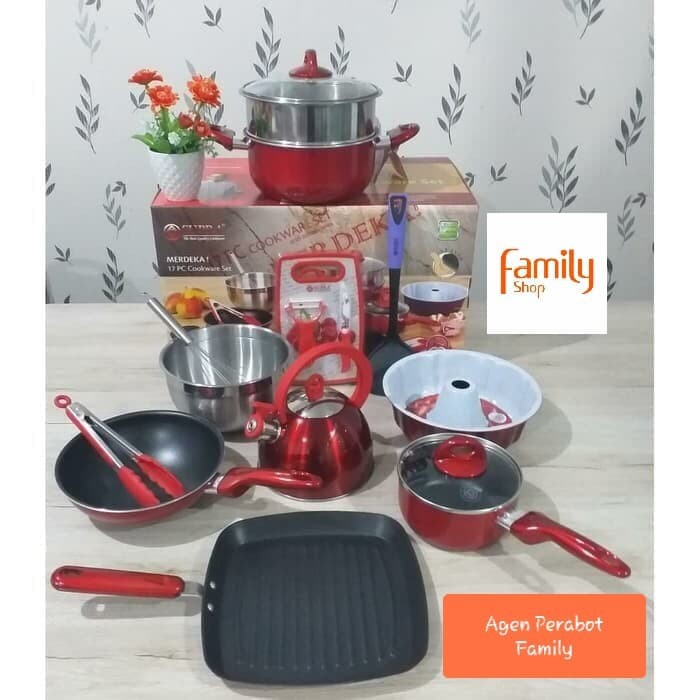 Supra Panci Set 17 Pcs Merdeka Cookware Set Premium Quality Stainless APF43