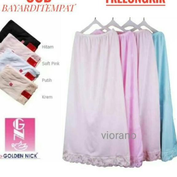 Terbaik - Androk Wanita Daleman Renda Rok Dalam Panjang Golden Nick Dalaman Rok Panjang Katun Ade