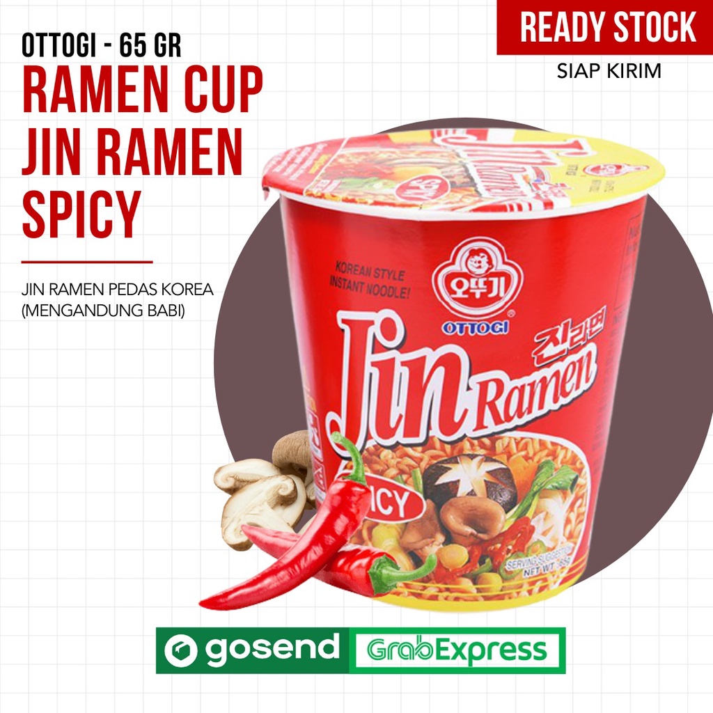 (TERMURAH) OTTOGI - Ramen Cup Jin Ramen Spicy Mie Import Korea - 65 GR