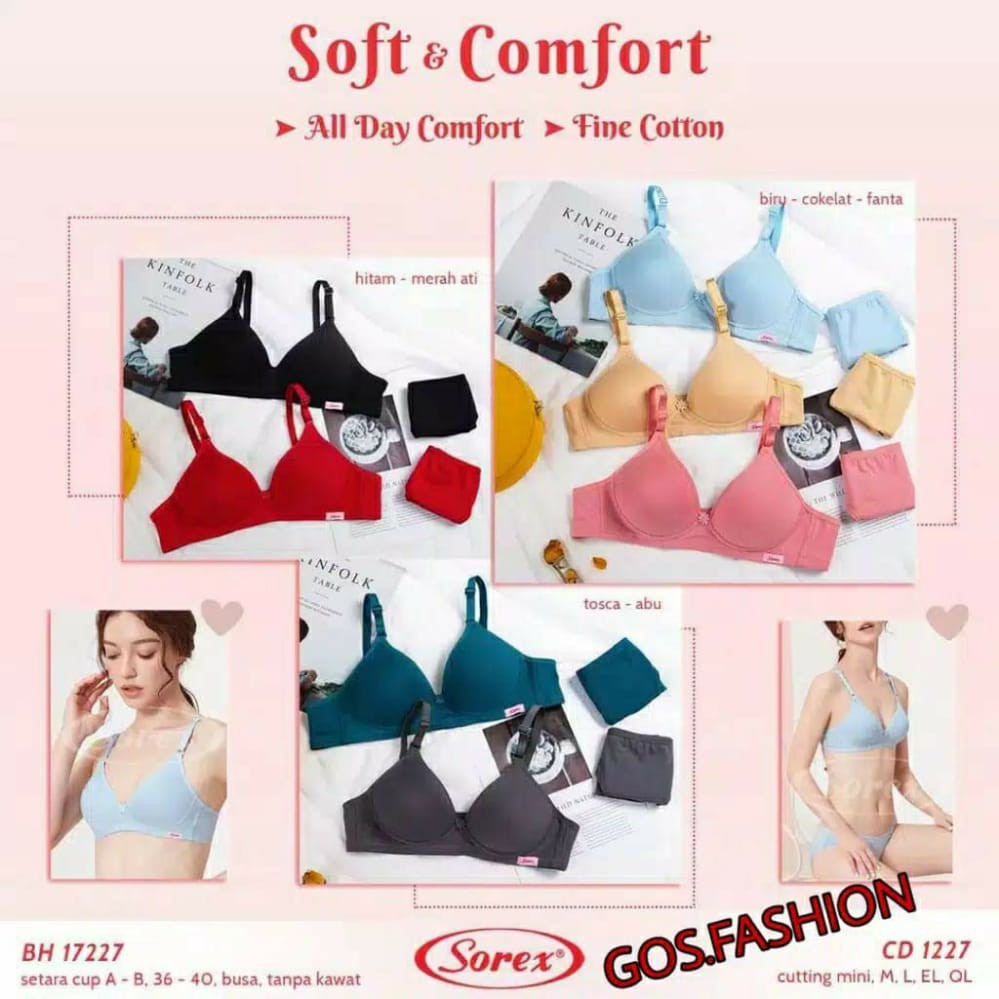 gos BH SOREX 17227 Tanpa Kawat ukuran 34-40