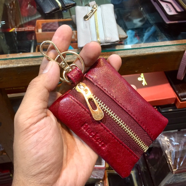 Dompet gantungan kunci kendaraan bahan kulit model sleting tengah #dompet #dompetkunci #tempatkunci #gantungankunci