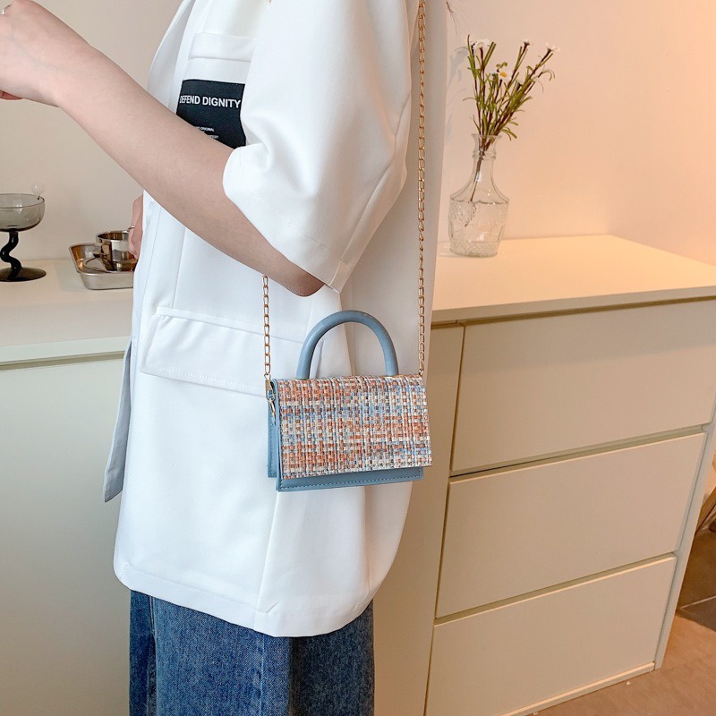 ❶❼ MyAllura ❶❼ Tas Selempang Mini HP Rajut Rantai Gold DD85 Tas Mini Wanita Import