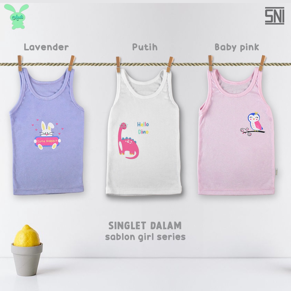 Baju Singlet Bayi Kaos Dalam Anak Perempuan Laki Laki Aruchi Sablon Series 0 – 18 Bulan